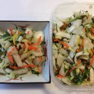 即席な出来る白菜と余り野菜で作る彩り漬物